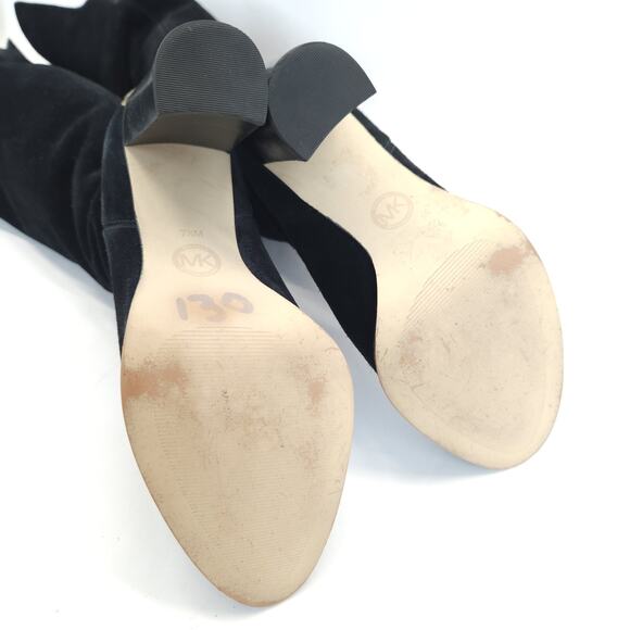 Michael Kors Regina Over the Knee Boot 7.5M Black Suede Block Heel Pull On 3.5"H - Picture 7 of 9